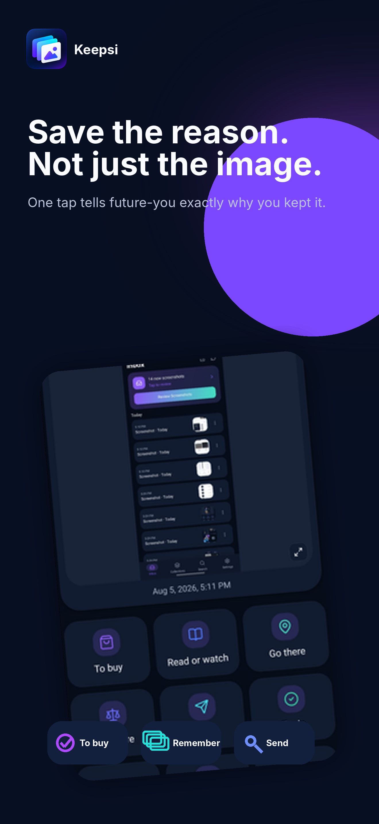 Keepsi — save the reason, not just the image